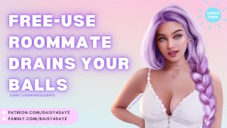 Compañero de cuarto de uso gratuito drena tus bolas || ASMR Audio Porn [Mamada descuidada] [Cum Slut